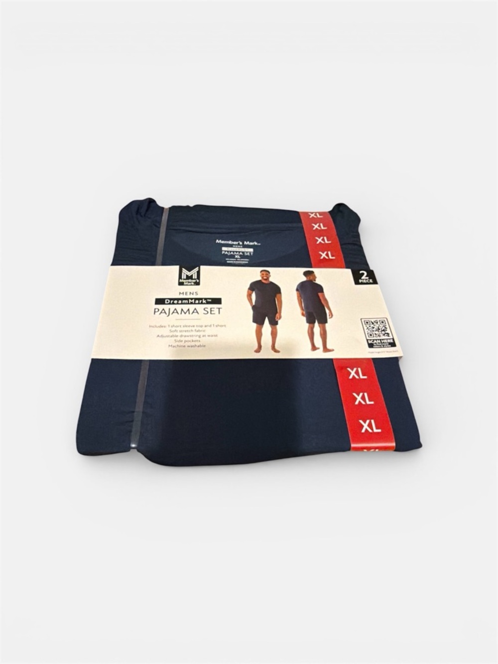 Members Mark Men's Navy Short-Sleeve Pajama Set - XL